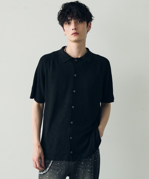 Shoowtime(ショウタイム)の「button-down summer knit tops / ボタンダウンサマーニットトップス(Tシャツ/カットソー・メンズ・ブラック/グレー・MEDIUM/LARGE/X-LARGE)」の14枚目の写真