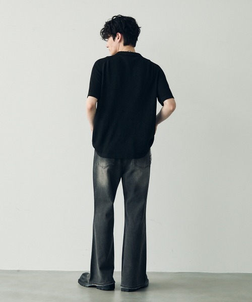 Shoowtime(ショウタイム)の「button-down summer knit tops / ボタンダウンサマーニットトップス(Tシャツ/カットソー・メンズ・ブラック/グレー・MEDIUM/LARGE/X-LARGE)」の21枚目の写真