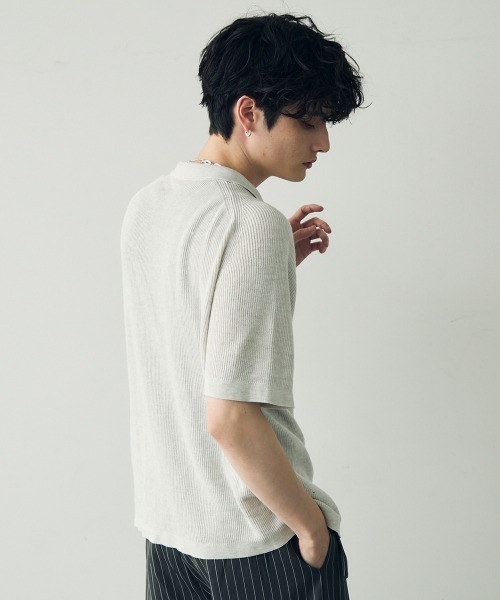 Shoowtime(ショウタイム)の「button-down summer knit tops / ボタンダウンサマーニットトップス(Tシャツ/カットソー・メンズ・ブラック/グレー・MEDIUM/LARGE/X-LARGE)」の4枚目の写真