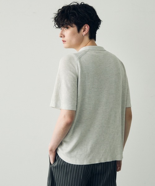 Shoowtime(ショウタイム)の「button-down summer knit tops / ボタンダウンサマーニットトップス(Tシャツ/カットソー・メンズ・ブラック/グレー・MEDIUM/LARGE/X-LARGE)」の5枚目の写真
