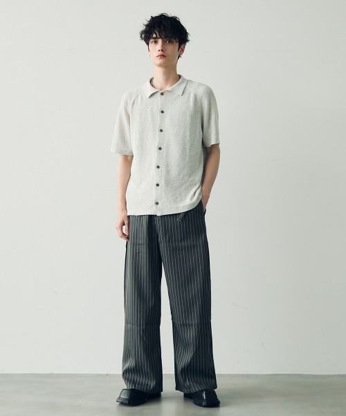 Shoowtime(ショウタイム)の「button-down summer knit tops / ボタンダウンサマーニットトップス(Tシャツ/カットソー・メンズ・ブラック/グレー・MEDIUM/LARGE/X-LARGE)」の17枚目の写真