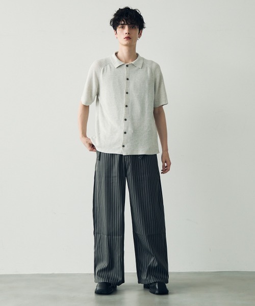 Shoowtime(ショウタイム)の「button-down summer knit tops / ボタンダウンサマーニットトップス(Tシャツ/カットソー・メンズ・ブラック/グレー・MEDIUM/LARGE/X-LARGE)」の19枚目の写真