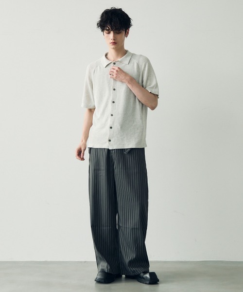 Shoowtime(ショウタイム)の「button-down summer knit tops / ボタンダウンサマーニットトップス(Tシャツ/カットソー・メンズ・ブラック/グレー・MEDIUM/LARGE/X-LARGE)」の20枚目の写真