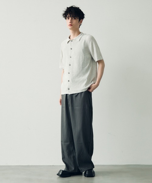 Shoowtime(ショウタイム)の「button-down summer knit tops / ボタンダウンサマーニットトップス(Tシャツ/カットソー・メンズ・ブラック/グレー・MEDIUM/LARGE/X-LARGE)」の10枚目の写真