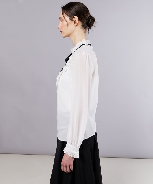 sovブラウス Sov. / フラワープリントサテンボウタイブラウス TOPS Night STORE