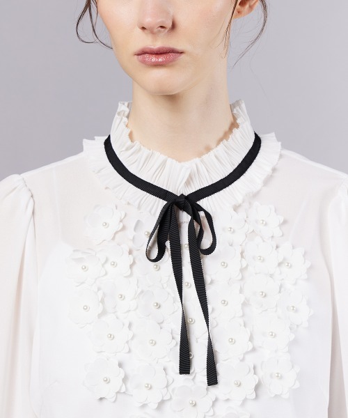 sov☆花柄フリルシフォンブラウス☆38 フラワーシフォンブラウス