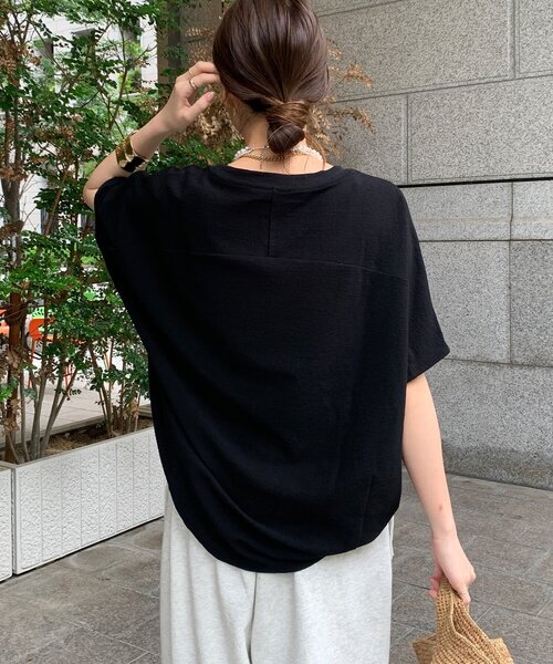 DouDou(ドゥドゥ)の「ドライタッチコクーンプルオーバー(Tシャツ/カットソー・レディース・ブラウン/オフホワイト/ブラック・FREE)」の21枚目の写真