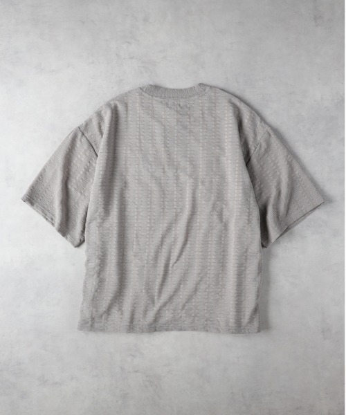 Right-on（ライトオン）の「【店舗で人気】【NEOSARTIC】透かし編み格子ストライプ柄五分袖カーディガンアンサンブル（カーディガン/ボレロ・メンズ・ブラウン/グリーン/ライトグレー・XL/M/L）」の6枚目の写真