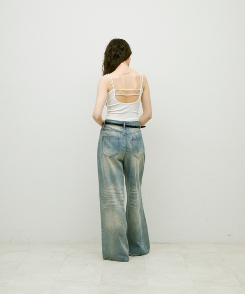 Lutim by u（ルチバイユー）の「Double strap camisole with cups / ダブルストラップカップ付キャミソール（キャミソール・レディース・オートミール/ブラック/ホワイト/ネイビー・FREE）」の10枚目の写真