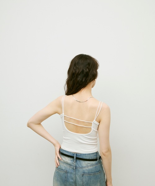 Lutim by u（ルチバイユー）の「Double strap camisole with cups / ダブルストラップカップ付キャミソール（キャミソール・レディース・オートミール/ブラック/ホワイト/ネイビー・FREE）」の7枚目の写真