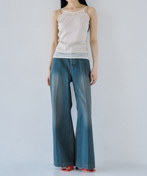 UNITED TOKYO（ユナイテッドトウキョウ）の「【残りわずか！】シアーレイヤリングキャミソール｜ウォッシャブル/カップ付き（キャミソール・レディース・ブラック/アイボリー・FREE）」の3枚目の写真