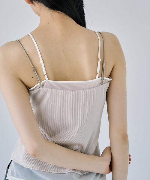 UNITED TOKYO（ユナイテッドトウキョウ）の「【残りわずか！】シアーレイヤリングキャミソール｜ウォッシャブル/カップ付き（キャミソール・レディース・ブラック/アイボリー・FREE）」の9枚目の写真