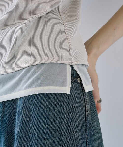 UNITED TOKYO（ユナイテッドトウキョウ）の「【残りわずか！】シアーレイヤリングキャミソール｜ウォッシャブル/カップ付き（キャミソール・レディース・ブラック/アイボリー・FREE）」の10枚目の写真