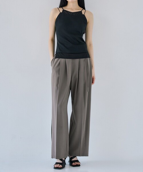 UNITED TOKYO（ユナイテッドトウキョウ）の「【残りわずか！】シアーレイヤリングキャミソール｜ウォッシャブル/カップ付き（キャミソール・レディース・ブラック/アイボリー・FREE）」の11枚目の写真