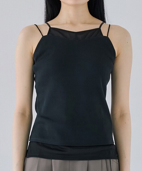 UNITED TOKYO（ユナイテッドトウキョウ）の「【残りわずか！】シアーレイヤリングキャミソール｜ウォッシャブル/カップ付き（キャミソール・レディース・ブラック/アイボリー・FREE）」の13枚目の写真