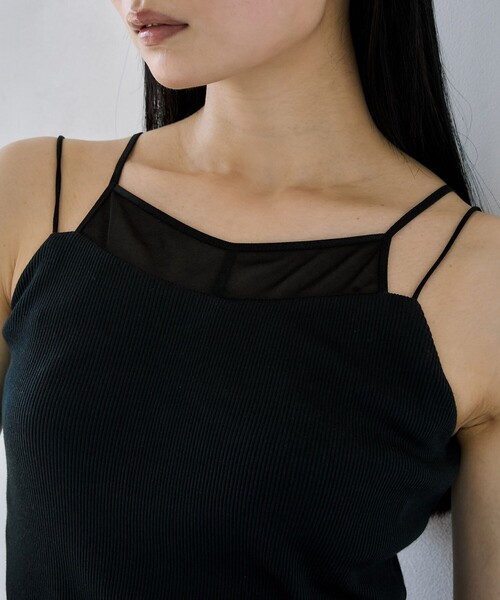 UNITED TOKYO（ユナイテッドトウキョウ）の「【残りわずか！】シアーレイヤリングキャミソール｜ウォッシャブル/カップ付き（キャミソール・レディース・ブラック/アイボリー・FREE）」の16枚目の写真