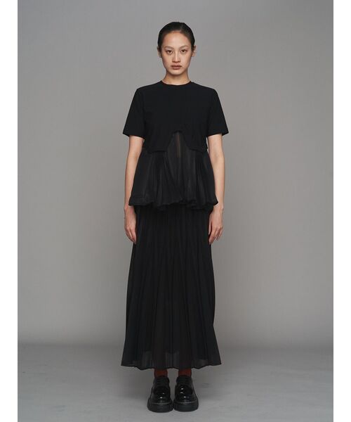 tシャツ SHEER ORIGAMI DOCKING T-SH「セットアップ着用可能」 / シアーオリガミドッキングTシャツ レディース SHEER ORIGAMI DOCKING T-SH【セットアップ着用可能】 / シアー