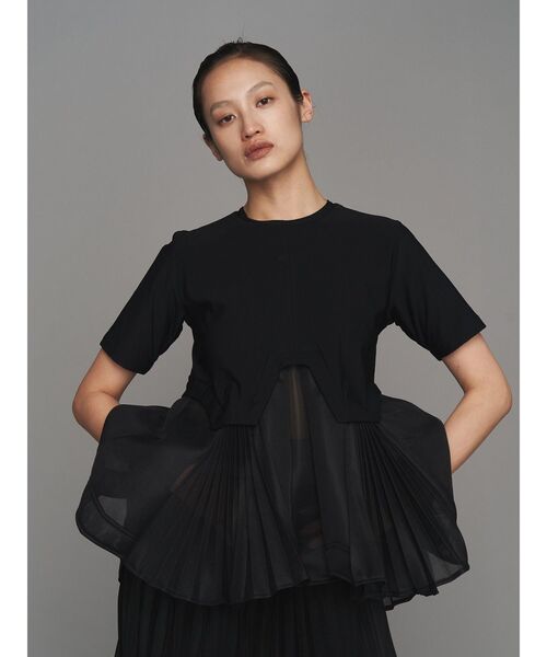 tシャツ SHEER ORIGAMI DOCKING T-SH「セットアップ着用可能」 / シアーオリガミドッキングTシャツ レディース SHEER ORIGAMI DOCKING T-SH【セットアップ着用可能】 / シアー