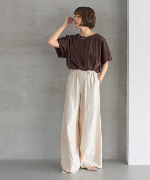 A part by（アパートバイ）の「【高身長向けサイズ展開あり・あいか企画】サテンバルーンイージーパンツ（その他パンツ・レディース・ライトベージュ/アイボリー/ブラック/ブラウン・FREE/TALL）」の15枚目の写真