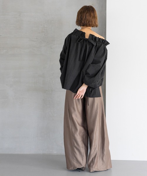 高身長向けサイズ展開あり・あいか企画】サテンバルーンイージーパンツ