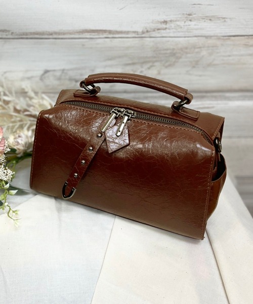 Jewelobe(ジュエローブ)の「ダブルストラップレトロミニボストンバッグ(ショルダーバッグ・レディース・ブラウン系その他/ブラック/ブラウン・FREE)」の6枚目の写真