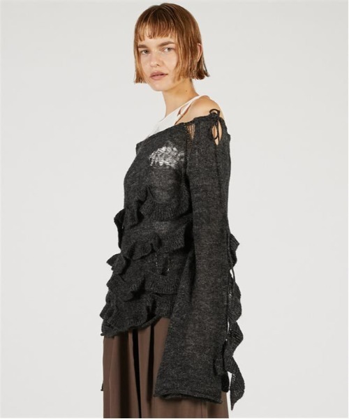 PRANK PROJECT（プランクプロジェクト）の「モヘアチュニック / Mohair Tunic（チュニック・レディース・アイボリー/チャコールグレー/レッド・FREE）」の14枚目の写真