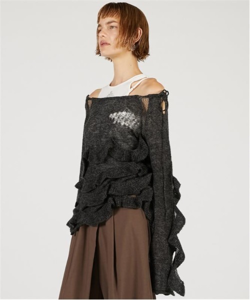 PRANK PROJECT（プランクプロジェクト）の「モヘアチュニック / Mohair Tunic（チュニック・レディース・アイボリー/チャコールグレー/レッド・FREE）」の13枚目の写真