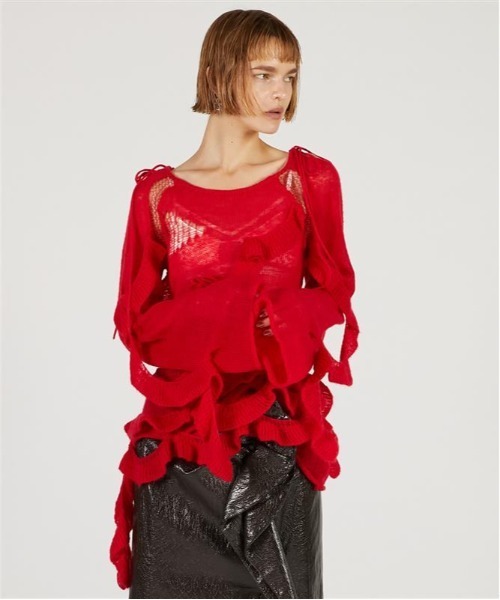 PRANK PROJECT（プランクプロジェクト）の「モヘアチュニック / Mohair Tunic（チュニック・レディース・アイボリー/チャコールグレー/レッド・FREE）」の17枚目の写真