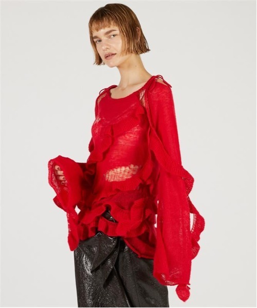 PRANK PROJECT（プランクプロジェクト）の「モヘアチュニック / Mohair Tunic（チュニック・レディース・アイボリー/チャコールグレー/レッド・FREE）」の19枚目の写真