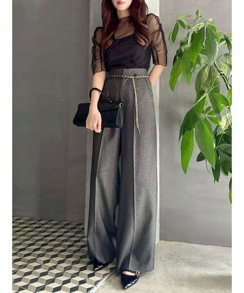 dazzlin（ダズリン）の「バリエーションワイドパンツ（その他パンツ・レディース・チャコールグレー/キャメル・SMALL/MEDIUM）」の6枚目の写真