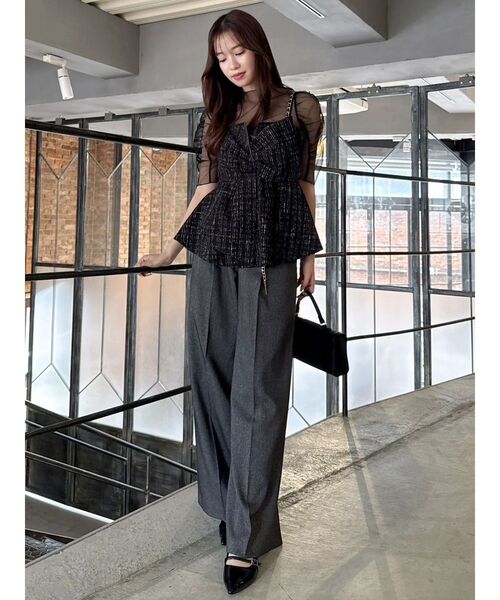 dazzlin（ダズリン）の「バリエーションワイドパンツ（その他パンツ・レディース・チャコールグレー/キャメル・SMALL/MEDIUM）」の9枚目の写真