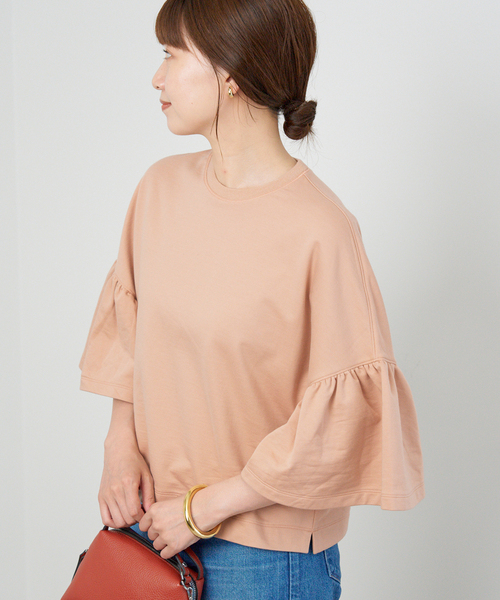 IENA（イエナ）の「エアーミニ裏毛 ギャザー袖プルオーバー（Tシャツ/カットソー・レディース・ベージュ系その他/チャコールグレー・FREE）」の15枚目の写真