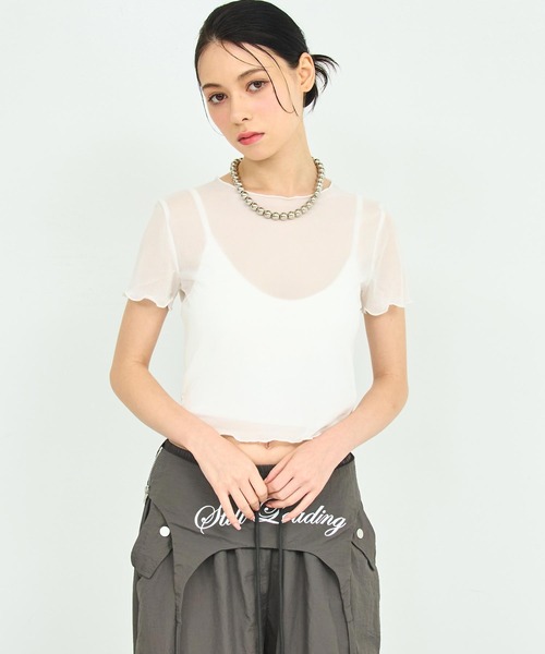 ANAP（アナップ）の「リブ ブラトップ × シアー トップス アンサンブル（Tシャツ/カットソー・レディース・ホワイト/ブラック・FREE）」の22枚目の写真