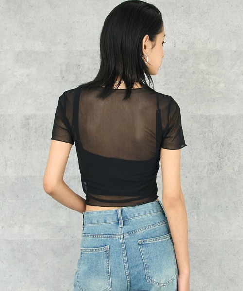 ANAP（アナップ）の「リブ ブラトップ × シアー トップス アンサンブル（Tシャツ/カットソー・レディース・ホワイト/ブラック・FREE）」の6枚目の写真