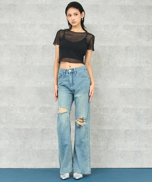 ANAP（アナップ）の「リブ ブラトップ × シアー トップス アンサンブル（Tシャツ/カットソー・レディース・ホワイト/ブラック・FREE）」の8枚目の写真