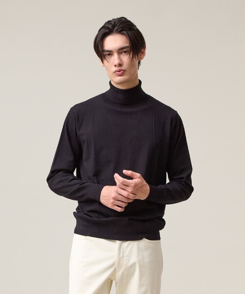 J.PRESS(ジェイプレス)の「品よく暖かで首元からスマートに【ストレッチ / イージーケア】【FLEX YARN】タートルネック ニット(ニット/セーター・メンズ・ライトグレー系/ブラウン系/ブラック系・SMALL/MEDIUM/X-LARGE/LARGE)」の1枚目の写真