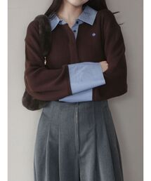 POLO BCS(ポロ ビーシーエス)の【POLO BCSコラボ】シャツカラーカフスニットプルオーバー(ニット/セーター)