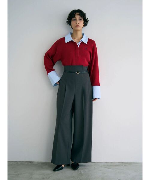 POLO BCS(ポロ ビーシーエス)の「【POLO BCSコラボ】シャツカラーカフスニットプルオーバー(ニット/セーター・レディース・ネイビー/ライトグレー/ボルドー/ブラック/レッド/ブラウン・FREE)」の22枚目の写真