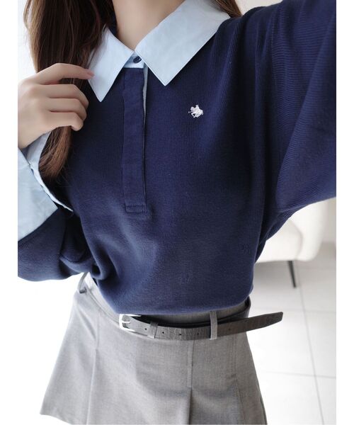 POLO BCSコラボ】シャツカラーカフスニットプルオーバー（ニット