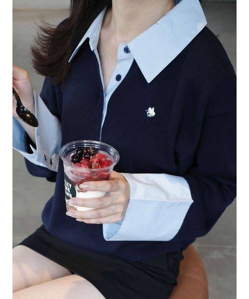 POLO BCSコラボ】シャツカラーカフスニットプルオーバー（ニット