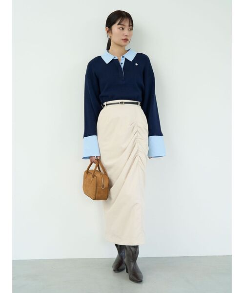 POLO BCS（ポロ ビーシーエス）の「【POLO BCSコラボ】シャツカラーカフスニットプルオーバー（ニット/セーター・レディース・ネイビー/ライトグレー/ボルドー/ブラック/レッド/ブラウン・FREE）」の9枚目の写真