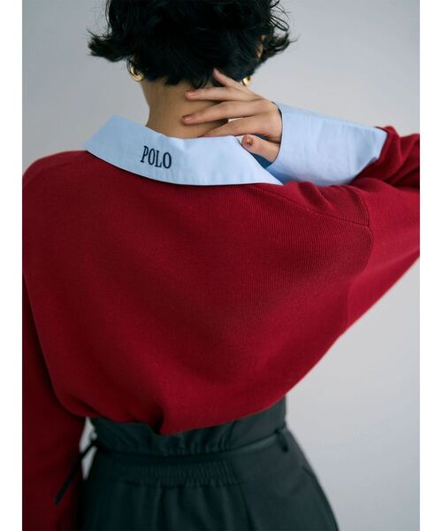 POLO BCS(ポロ ビーシーエス)の「【POLO BCSコラボ】シャツカラーカフスニットプルオーバー(ニット/セーター・レディース・ネイビー/ライトグレー/ボルドー/ブラック/レッド/ブラウン・FREE)」の5枚目の写真