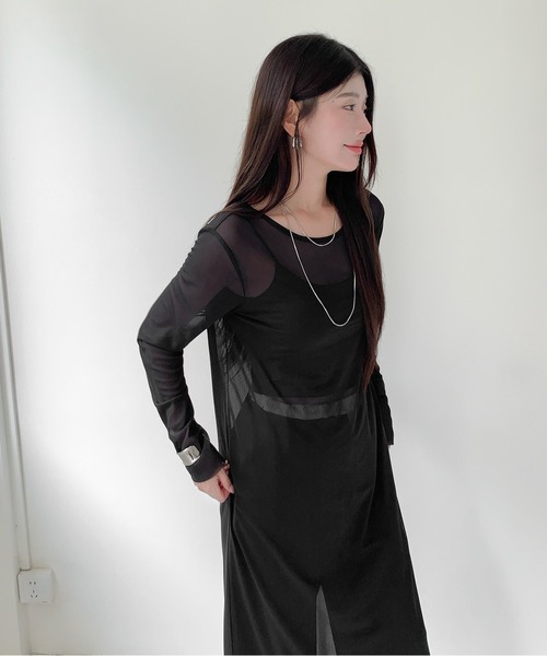 by LEGNA(バイレグナ)の「シアーメッシュロングワンピース(ワンピース・レディース・グレー/ブラック/アイボリー/ホワイト・LARGE/MEDIUM)」の13枚目の写真