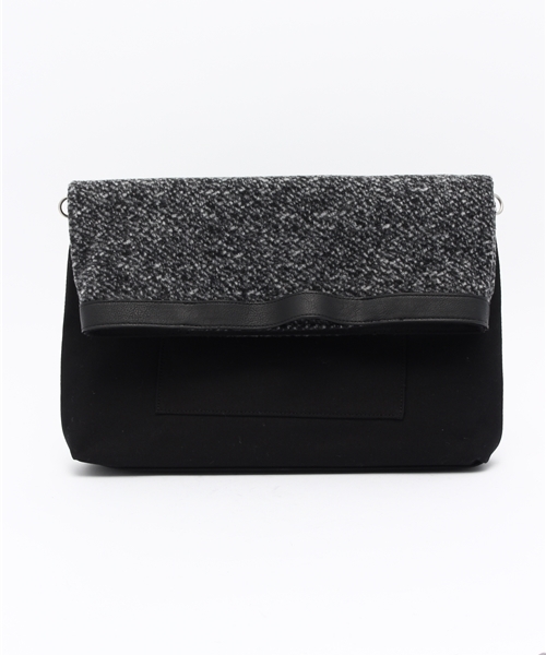 RAGEBLUE（レイジブルー）の「＜2WAY仕様＞ツイードコンビクラッチ/708013（クラッチバッグ・メンズ・ブラック/オリーブ・FREE）」の2枚目の写真