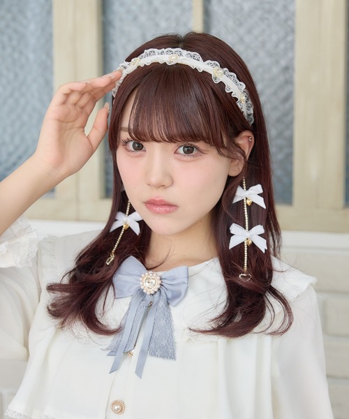 チェーンリボンレースフリルカチューシャ（カチューシャ）｜ROJITA