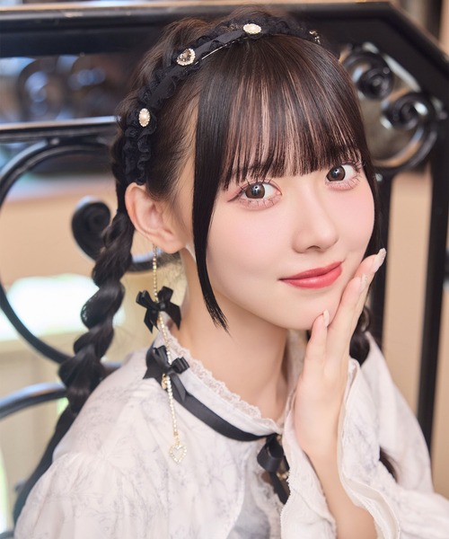 チェーンリボンレースフリルカチューシャ（カチューシャ）｜ROJITA