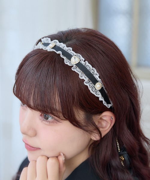 チェーンリボンレースフリルカチューシャ（カチューシャ）｜ROJITA