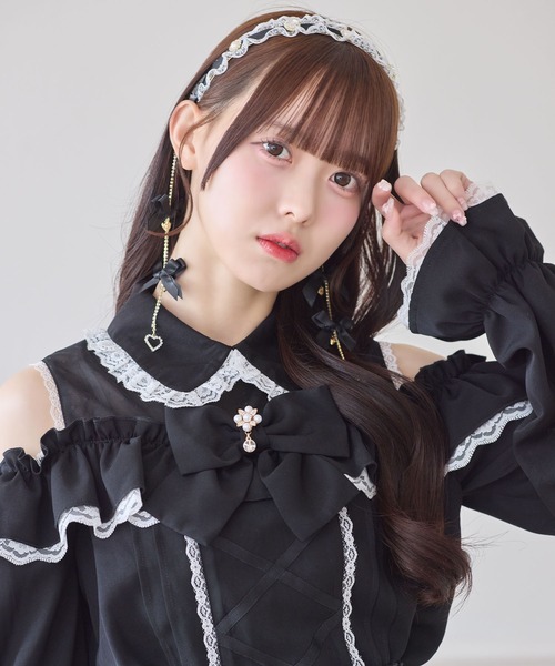 ROJITA（ロジータ）の「チェーンリボンレースフリルカチューシャ（カチューシャ・レディース・ホワイト/ピンク/ブラック/マルチ・FREE）」の12枚目の写真