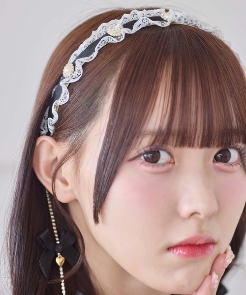 チェーンリボンレースフリルカチューシャ（カチューシャ）｜ROJITA