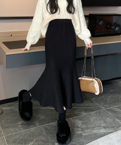 cammie(キャミー)の「マーメイドラインスカート(スカート・レディース・ブラック/ベージュ/ホワイト・FREE)」の3枚目の写真